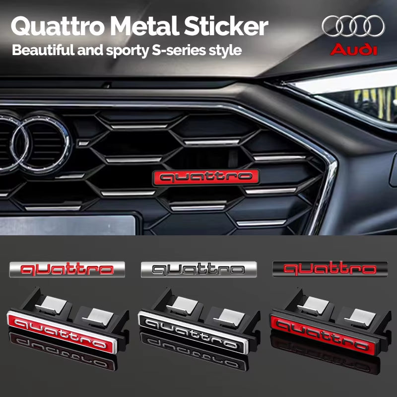 Car Quattro Front Grille Badge Body Trunk Decoration Sticker Auto Emblem Accessories for  S A3 A4 B7 B6 8V B8 8P A6 C7 A5 Q5