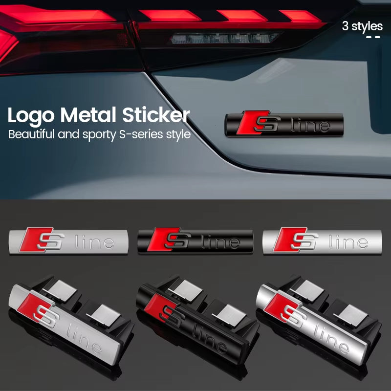 NEW  Sline Metal Logo Car Sticker Aluminum Emblem for  A3 A7 8V 8P S3 A5 A6 C7 C6 S5 S6 Sline A4 S4 Q4 Q5 Q6 Accessories