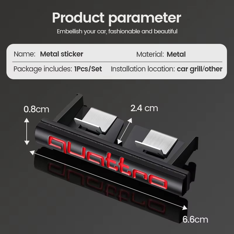 Car Quattro Front Grille Badge Body Trunk Decoration Sticker Auto Emblem Accessories for  S A3 A4 B7 B6 8V B8 8P A6 C7 A5 Q5