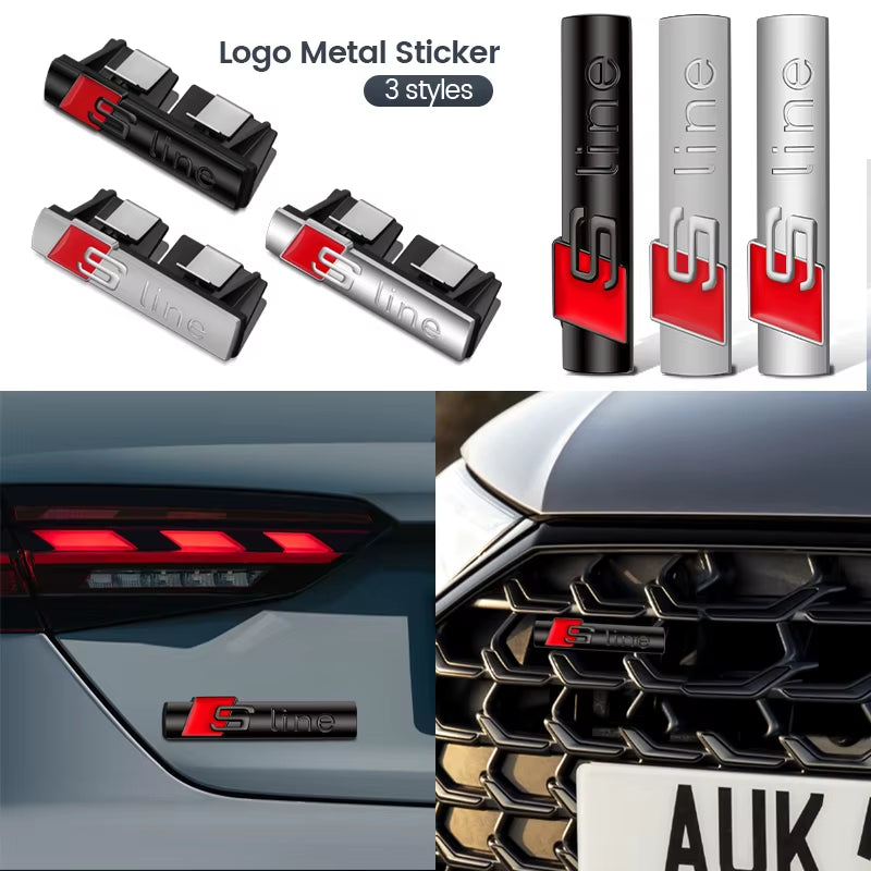 NEW  Sline Metal Logo Car Sticker Aluminum Emblem for  A3 A7 8V 8P S3 A5 A6 C7 C6 S5 S6 Sline A4 S4 Q4 Q5 Q6 Accessories